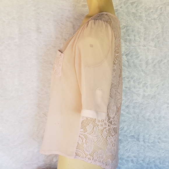Blush Colored Blouse with Crochet Back - Picture 2 of 5